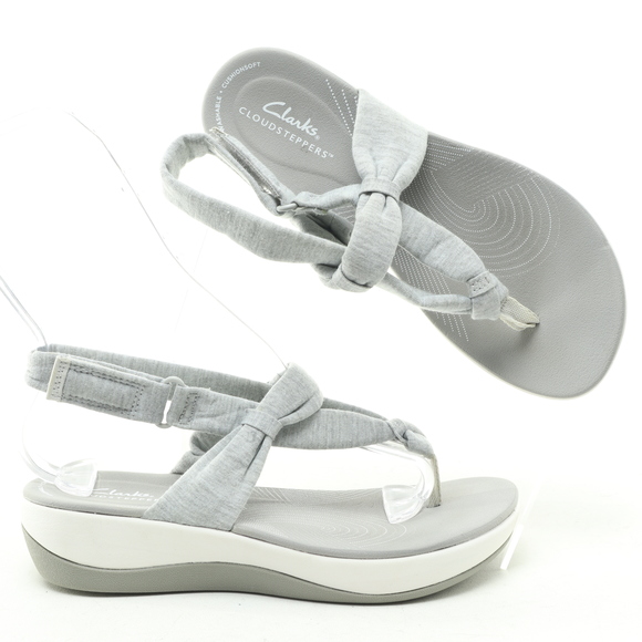 Clarks Shoes - Clarks Cloudsteppers Arla Nicole Sandals Women 6.5 Gray/White